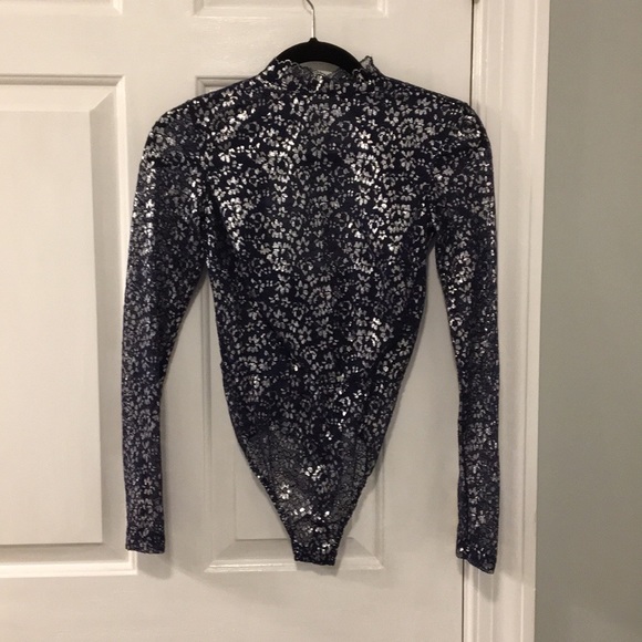 VICTORIAS SECRET METALLIC SILVER & BLUE BODY SUIT - Picture 8 of 8